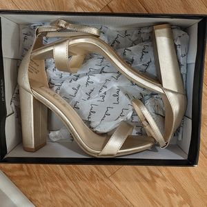 Lulu's Taylor Gold Ankle Strap Heels